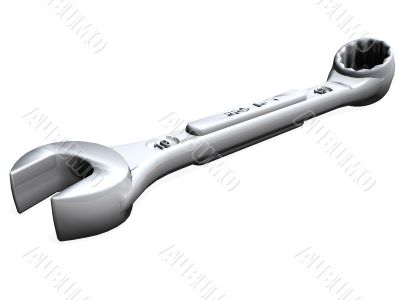 Chrome wrench isolated over white background, 3D rendered