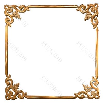 Abstract golden floral frame concept over white background