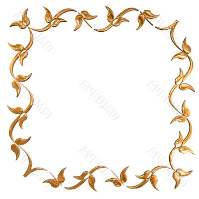 Abstract golden floral frame concept over white background