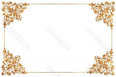 Abstract golden floral frame concept over white background