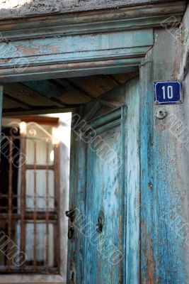 aged house entrance with beautiful colors