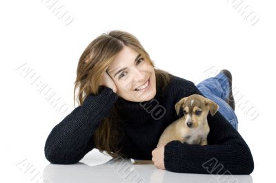 Woman with a puppy