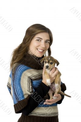 Woman with a puppy