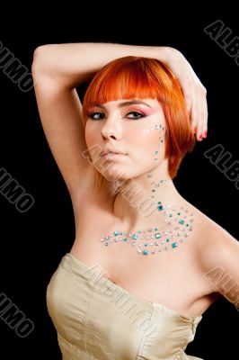 Redhead with rhinestones