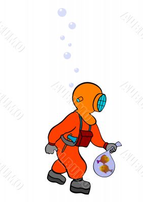 diver on the prowl - vector