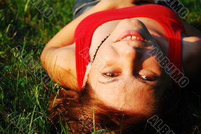 happy girl in nature