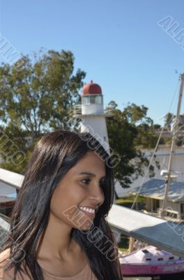 Pretty teenager at maritime mueum