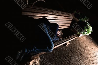 Homeless girl on the bench