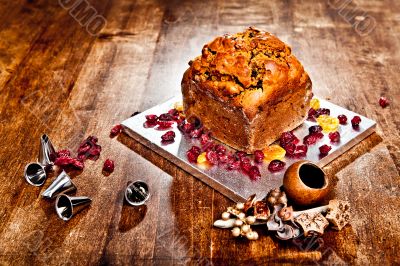 Christmas decorated cake high contrast