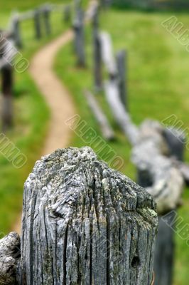 Wooden fence pole