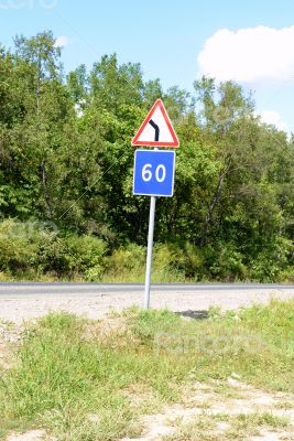 Traffic sign on a road