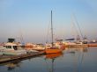 Yellow yacht in dock