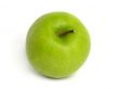 A green apple on white background