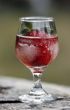 Strawberry in glass and ice