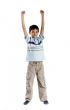  Young boy jumping up isolated on white