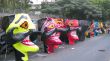 Ravana head effigies on the street