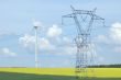 A electric pylon near windturbine