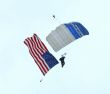 Skydiver with US flag