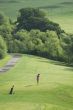 Large view of a girl who doing a swing