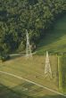 Aerial view of electric pylons