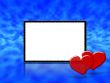 Frame for wedding, Anniversary or valentine`s day invitations with blue abstract background.