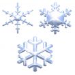 set of chrome metal effect snow flakes over white