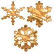 set of gold metal effect snow flakes over white