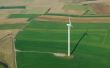 Aerial view of a lonely  wind turbine