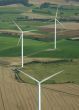 Aerial shoot of a wind farm in France Europe