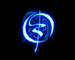 Blue flame magic font over black background. Letter O