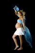 Pregnant woman in blue