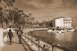 Couple travelling Catalina Island sepia