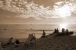 Waikiki Beach Honolulu Hawaii sepia