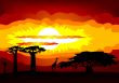 Africa sunset - vector