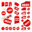 set of red tags