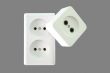 Electrical sockets on a grey background